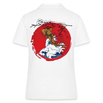 Koi Japan Design Kunst - Frauen Polo Shirt - Weiß - Hinten - Ailine (174cm)