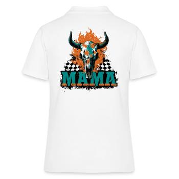 Halloween Mom Skull Flames Checkerboard Pattern - Women's Polo Shirt - white - Back - Ailine (174cm)