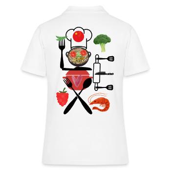 China Kitchen Collage - Frauen Polo Shirt - Weiß - Hinten - Ailine (174cm)