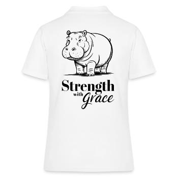 Kraft Mit Anmut Nilpferd Illustration - Frauen Polo Shirt - Weiß - Hinten - Ailine (174cm)