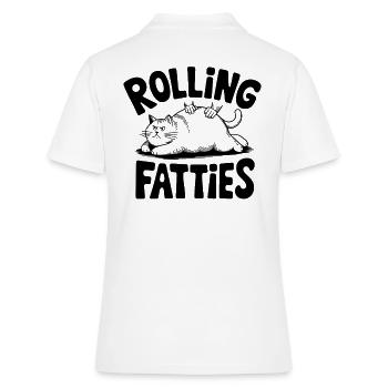 Rolling Fatties Cat Humor - Women's Polo Shirt - white - Back - Ailine (174cm)