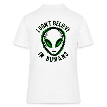 I Don't Believe In Humans Alien UFO Sci-fi Funny - Women's Polo Shirt - white - Back - Ailine (174cm)