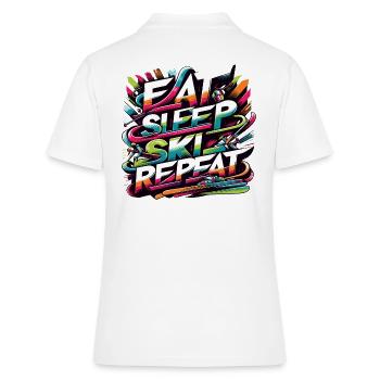 Manger Dormir Ski Répéter le cycle de vie des passionnés de ski - Polo Femme - blanc - Dos - Ailine (174cm)
