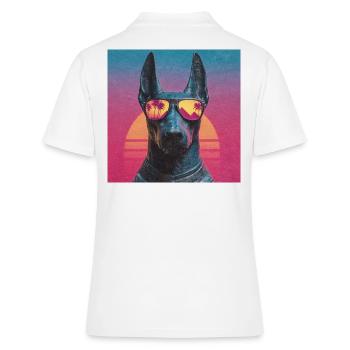 Anubis Synthwave - Gott auf Urlaub - Frauen Polo Shirt - Weiß - Hinten - Ailine (174cm)
