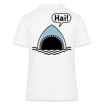 Hai! (Haifisch / Sprechblase / Comic / Cartoon) - Frauen Polo Shirt - Weiß - Hinten - Ailine (174cm)