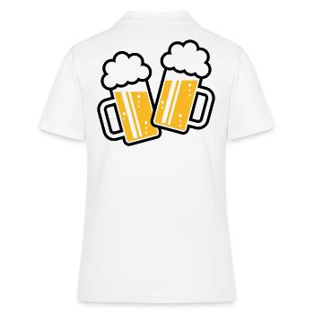2 Bierkrüge Stoßen An, Prosit! (Bier Maßkrüge 2C) - Frauen Polo Shirt - Weiß - Hinten - Ailine (174cm)