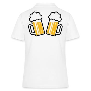 2 chopes à bière À votre santé, à votre santé ! (chopes à bière 2C) - Polo Femme - blanc - Dos - Ailine (174cm)