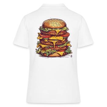 Ein riesiger Mega Cheeseburger - Frauen Polo Shirt - Weiß - Hinten - Ailine (174cm)