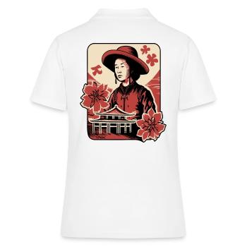 Fleurs asiatiques : Portrait d’un paysan asiatique - Polo Femme - blanc - Dos - Ailine (174cm)