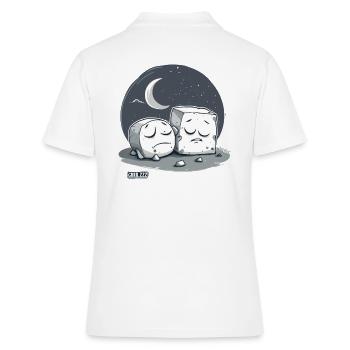 Niedlicher verschlafener Tofu und der Mond - Frauen Polo Shirt - Weiß - Hinten - Ailine (174cm)