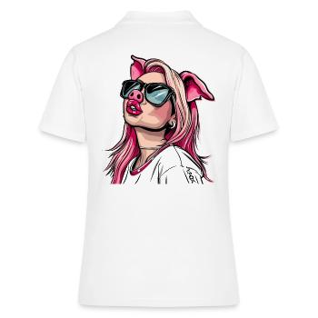 Superstar et influenceuse cool cochon girl - Polo Femme - blanc - Dos - Ailine (174cm)