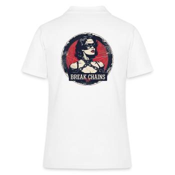 Dame: Breche die Ketten - Frauen Polo Shirt - Weiß - Hinten - Ailine (174cm)