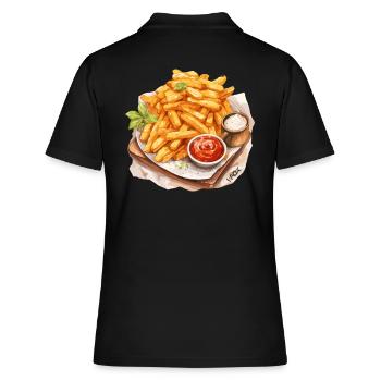 Leckere Pommes - Frauen Polo Shirt - Schwarz - Hinten - Ailine (174cm)