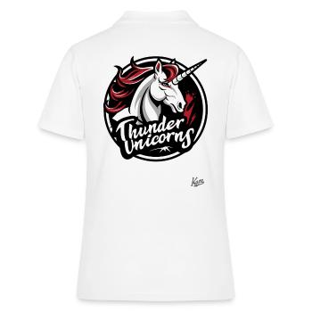 Lustige Sport-Logo-Parodie: Team Donner-Einhörner - Frauen Polo Shirt - Weiß - Hinten - Ailine (174cm)