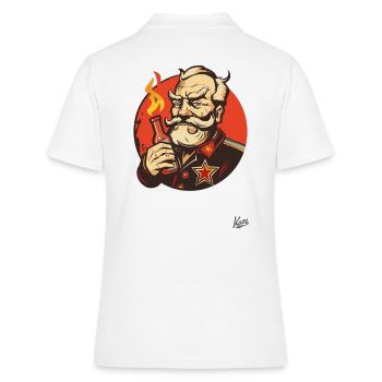 Parodie d’un parti communiste avec une bouteille - Polo Femme - blanc - Dos - Ailine (174cm)