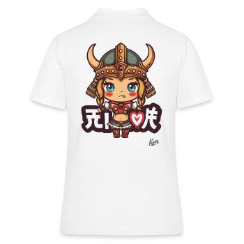 mignon chibi barbare viking fille - Polo Femme - blanc - Dos - Ailine (174cm)