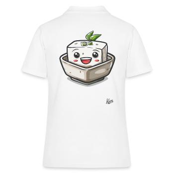 Kawaii Happy Tofu - Polo Femme - blanc - Dos - Ailine (174cm)