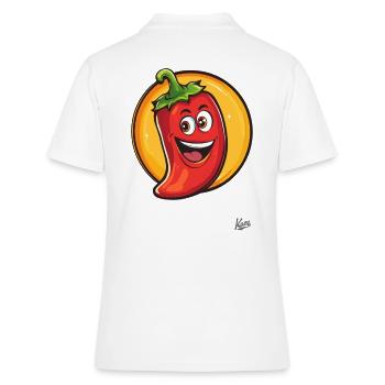 Bonjour! Pepperoni épicé drôle - Polo Femme - blanc - Dos - Ailine (174cm)