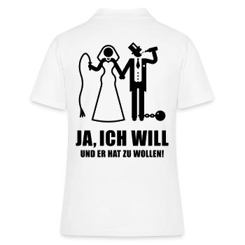 Ja, Ich Will … (Braut / Junggesellinnenabschied B) - Frauen Polo Shirt - Weiß - Hinten - Ailine (174cm)