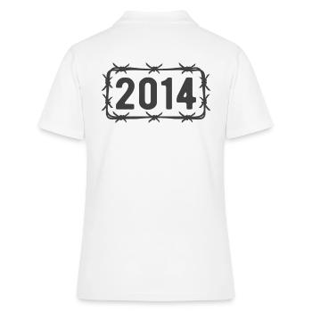 Anniversaire Vintage 2014 Fil de fer barbelé - Polo Femme - blanc - Dos - Ailine (174cm)