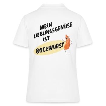 Mein Lieblingsgemüse ist Bockwurst 1- Sausage - Frauen Polo Shirt - Weiß - Hinten - Ailine (174cm)