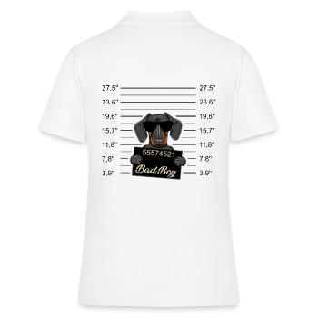 Bad Boy Teckel ou jeune Doberman - Méchant chien - Polo Femme - blanc - Dos - Ailine (174cm)