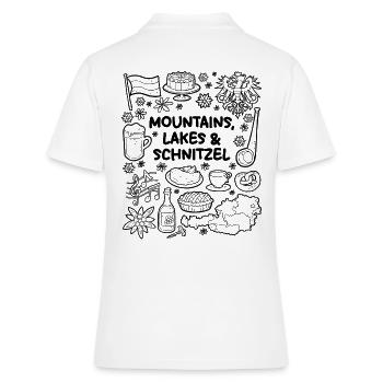 Montagnes, lacs et escalopes - Polo Femme - blanc - Dos - Ailine (174cm)