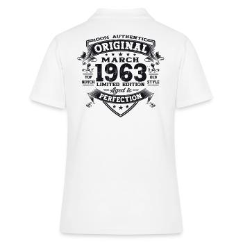 60th birthday Mann Original March Born 1963 - Women's Polo Shirt - white - Back - Ailine (174cm)