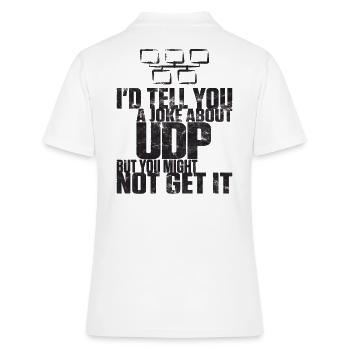Joke about UDP but you might not get it - Frauen Polo Shirt - Weiß - Hinten - Ailine (174cm)