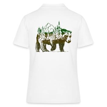 Ours nature paysage montagnes - Polo Femme - blanc - Dos - Ailine (174cm)