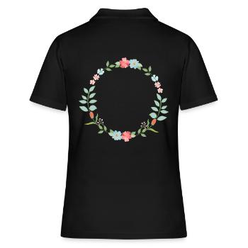 floral wreath - Women's Polo Shirt - black - Back - Ailine (174cm)