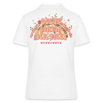 Muttertag Beste Mama der Welt Geschenk groovy 70er - Frauen Polo Shirt - Weiß - Hinten - Ailine (174cm)