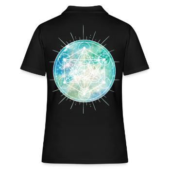 Keltische SYMBOLE - Metatron - Kelten - Frauen Polo Shirt - Schwarz - Hinten - Ailine (174cm)
