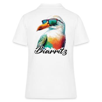 Biarritz vacances mouette colorée fraîche avec lunettes de soleil - Polo Femme - blanc - Dos - Ailine (174cm)
