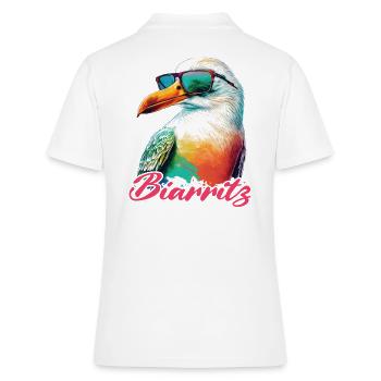 Biarritz vacances mouette colorée fraîche avec lunettes de soleil - Polo Femme - blanc - Dos - Ailine (174cm)