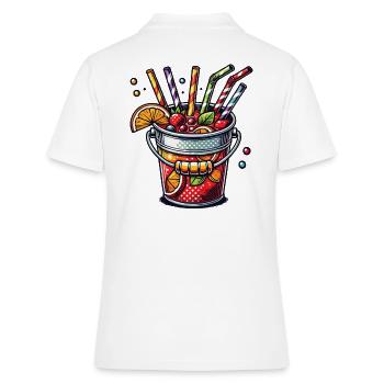 Bunter Sangria Eimer Eimersaufen Mallorca - Frauen Polo Shirt - Weiß - Hinten - Ailine (174cm)