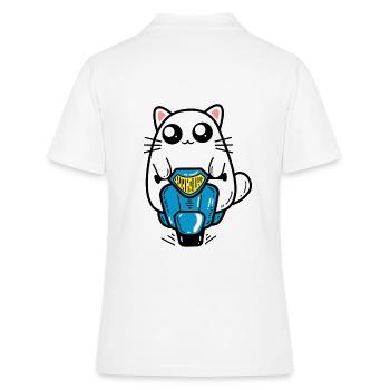 Katze Motorroller - Frauen Polo Shirt - Weiß - Hinten - Ailine (174cm)