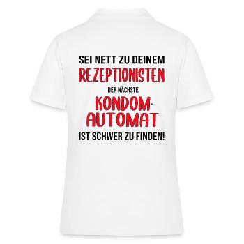 Rezeptionist Hotel Pension Kondome Geschenk lustig - Frauen Polo Shirt - Weiß - Hinten - Ailine (174cm)
