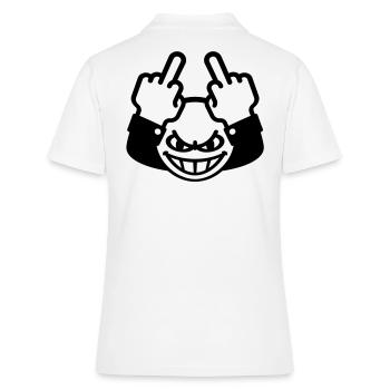 Méchant Smiley (fuck off / fuck you) - Polo Femme - blanc - Dos - Ailine (174cm)