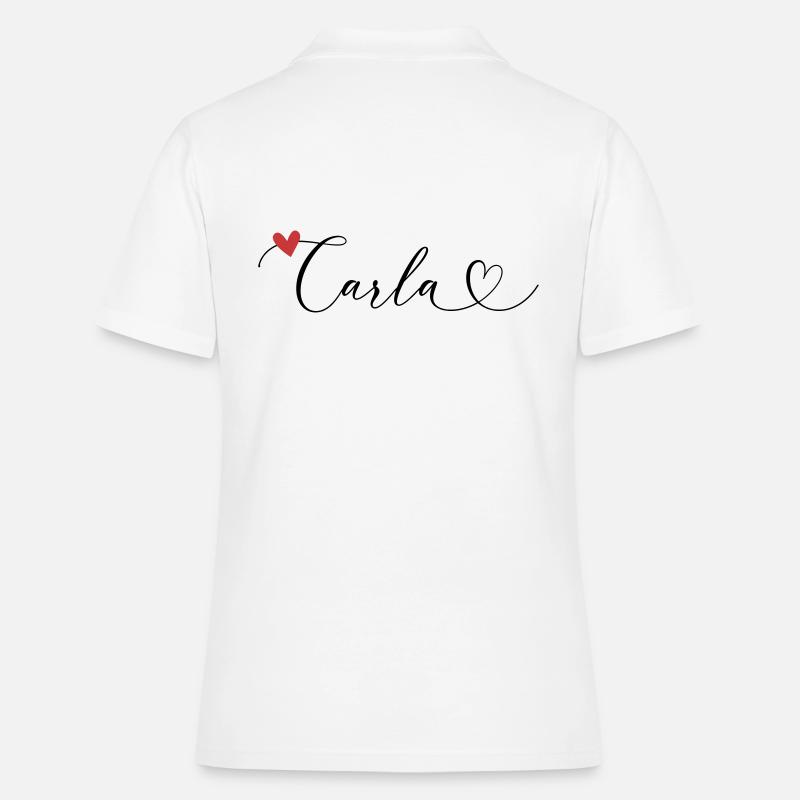Carla Surname First name Calligraphy Heart - Women's Polo Shirt - white