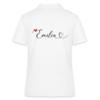 Emilia Nom Prénom Calligraphie Coeur - Polo Femme - blanc - Dos - Ailine (174cm)