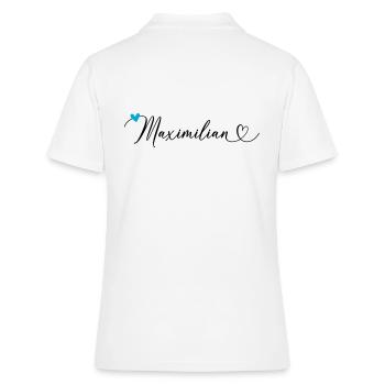 Maximilian Last name First name Calligraphy heart - Women's Polo Shirt - white - Back - Ailine (174cm)