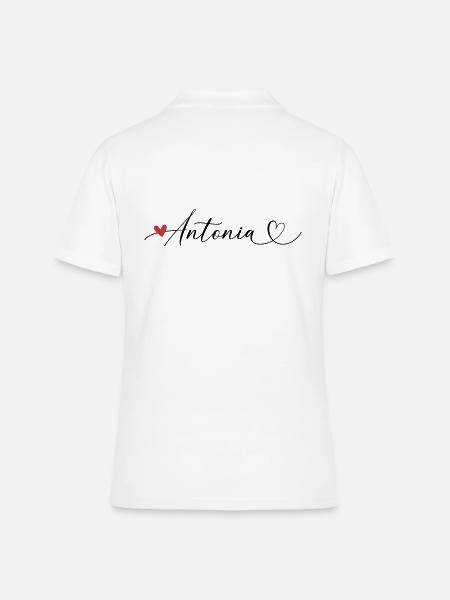 Antonia surname First name Calligraphy heart - Women's Polo Shirt - white