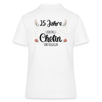 25 Jahre Jubiläum Chefin - Frauen Polo Shirt - Weiß - Hinten - Ailine (174cm)
