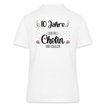 10 Jahre Jubiläum Chefin - Frauen Polo Shirt - Weiß - Hinten - Ailine (174cm)