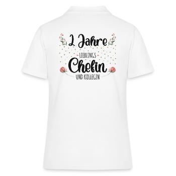 2 Jahre Jubiläum Chefin - Frauen Polo Shirt - Weiß - Hinten - Ailine (174cm)