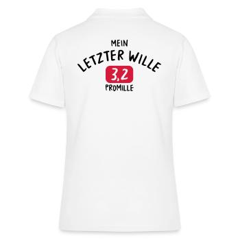 TRINKSPRUCH, MEIN LETZTER WILLE, 3,2 PROMILLE - Frauen Polo Shirt - Weiß - Hinten - Ailine (174cm)