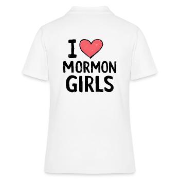 J’adore les filles mormones - Polo Femme - blanc - Dos - Ailine (174cm)