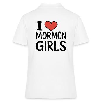 J’adore les filles mormones - Polo Femme - blanc - Dos - Ailine (174cm)