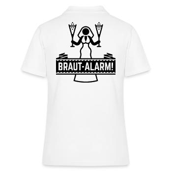 Braut-Alarm! (Polterabend, JGA Party, Hochzeit B) - Frauen Polo Shirt - Weiß - Hinten - Ailine (174cm)